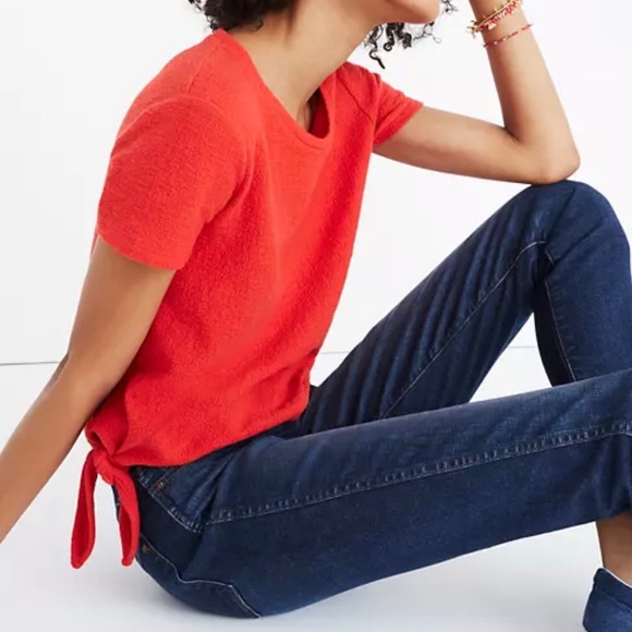 MADEWELL red terry side tie top XXS - Picture 2 of 10